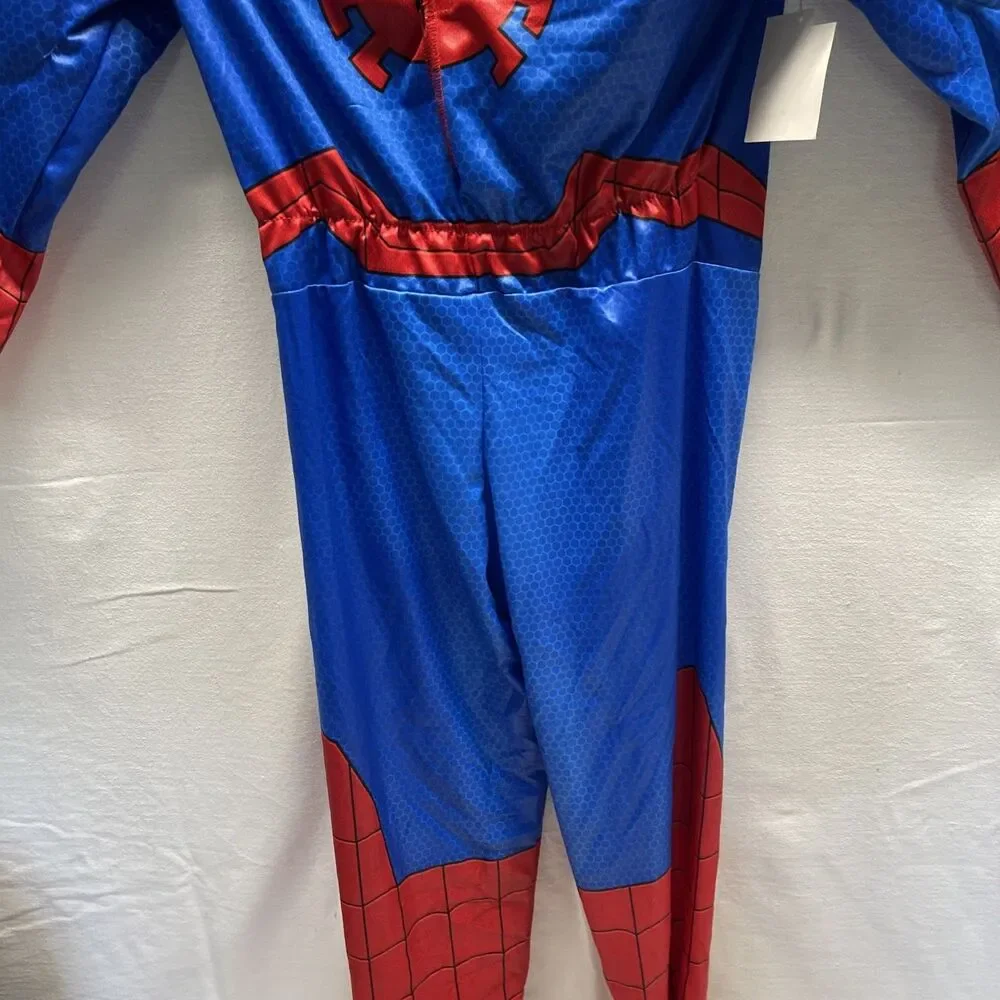 Marvel Spiderman Padded Jumpsuit Costume S 4-7 Muscles Mask Spider Man Costumes